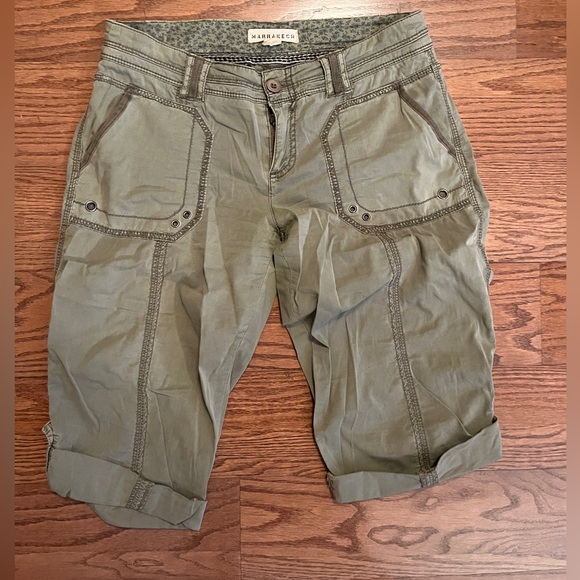 Marrakech Anthropology Womens green Cargo Bermuda Shorts size 27 - Picture 1 of 3